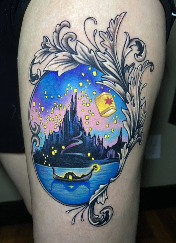 This wonderful Harry Potter themed tattoo done by Leah was done by a client who declared treat yourself!