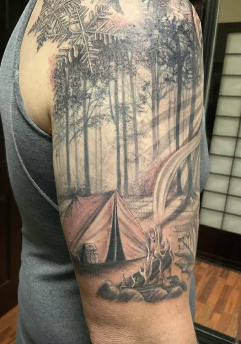 Forest tattoo on the shoulder