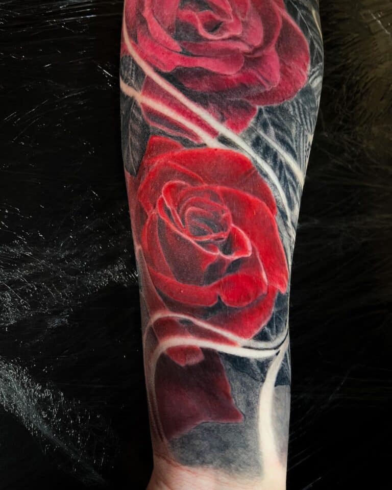 Cool rose tattoo on arm