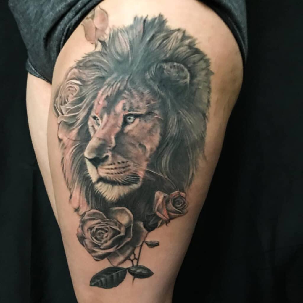 One of Jareds lion tattoos